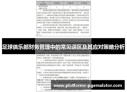 足球俱乐部财务管理中的常见误区及其应对策略分析